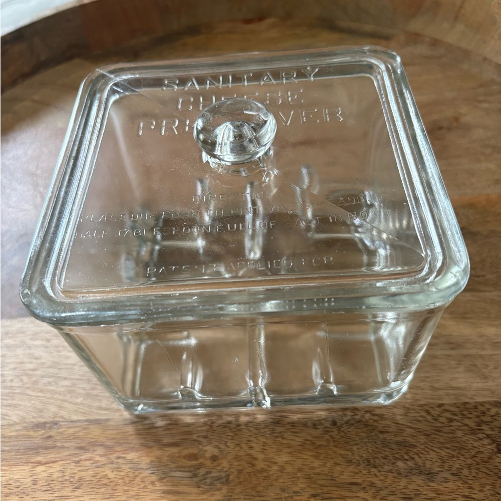 Vintage glass Cheese Preserver with lid